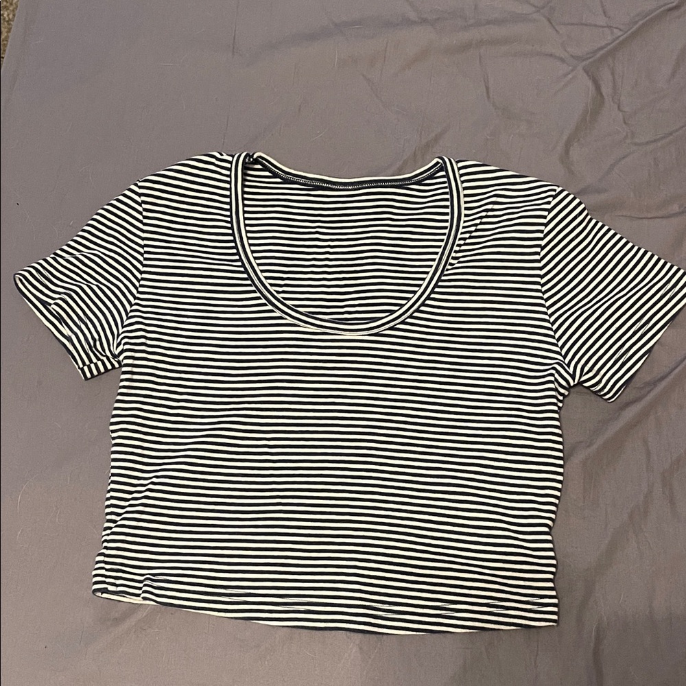 American Apparel Black and White Striped Crop Top